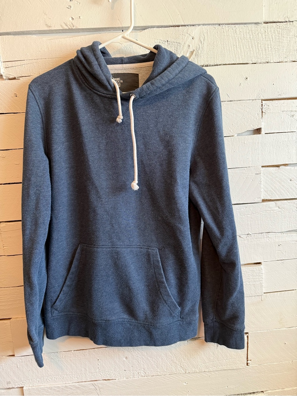 H&M Men's Dark Blue Pullover Hoodie with Drawstring